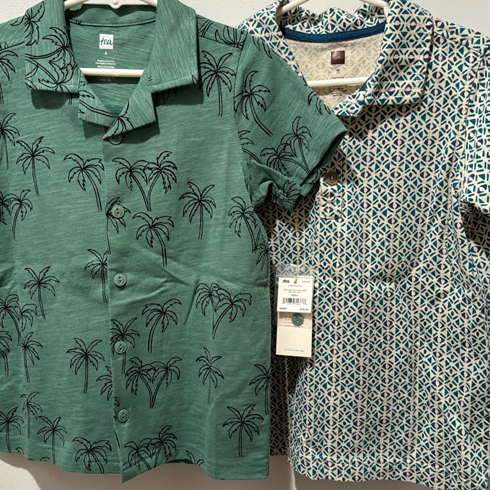 Tea Collection Boy’s Size 6 Collared Shirts, Lot of 2, one NWT